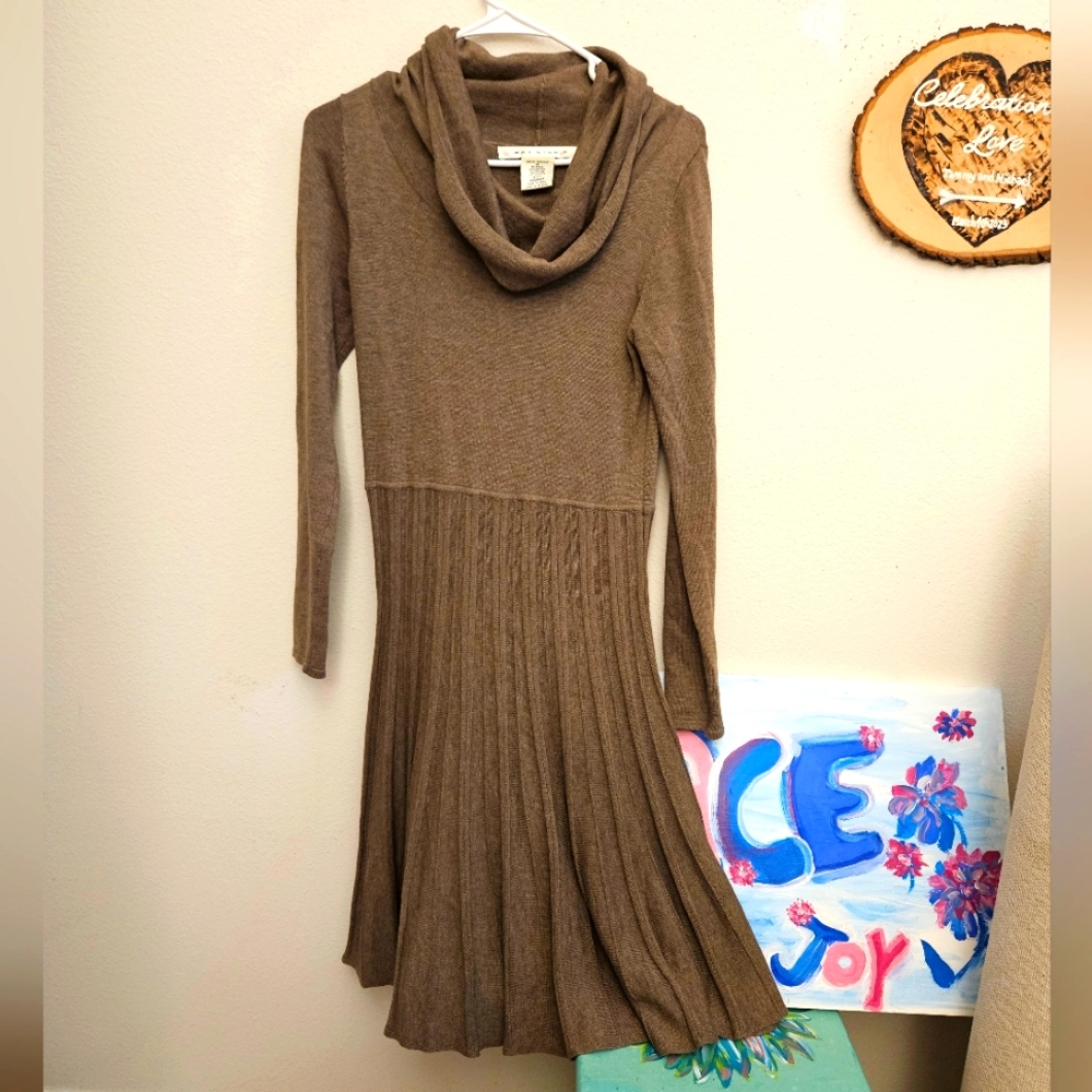 Max Studio Brown Cowl Neck Sweater Dress M